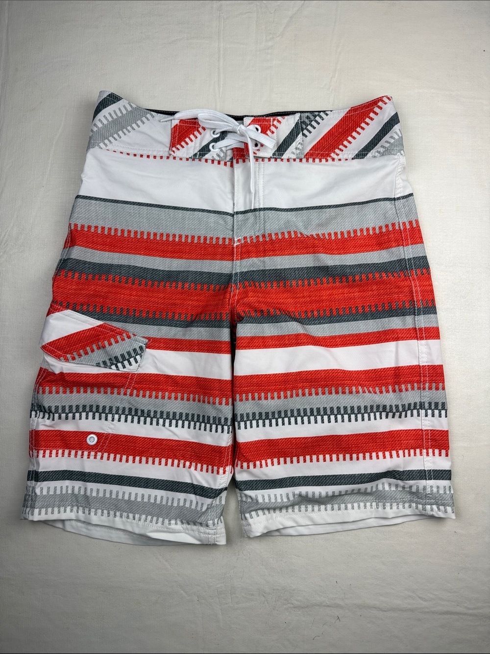Mossimo Supply Co. Men's Orange Gray White Striped Board Shorts Size 30